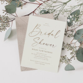 シンプル金ゴールドスクリプトブライダルシャワー マグネット招待状