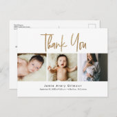 シンプル金ゴールドスクリプト写真コラージュベビー感謝していユー ポストカード (正面/裏面)