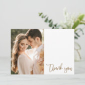 シンプル金ゴールドスクリプト写真結婚のサンキューカード カード (スタンド正面)