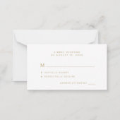 シンプル金ゴールドスクリプモダント写真結婚式RSVP ノートカード (裏面)