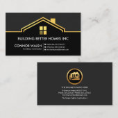 シンプル金ゴールドスタイリッシュ屋上建物建築 名刺 (正面/裏面)