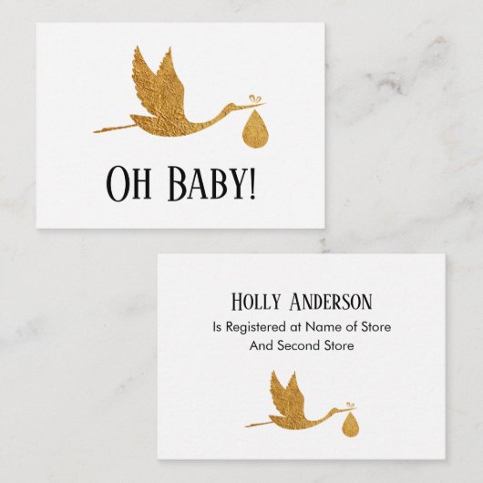 シンプル金ゴールドストフェイクークギフト登録 エンクロージャーカード (正面/裏面)