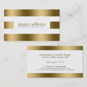 シンプル金ゴールドストライプオナーホワイト 名刺 (正面/裏面)