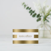 シンプル金ゴールドストライプオナーホワイト 名刺 (スタンド正面)