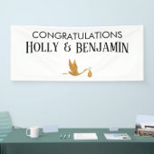 シンプル金ゴールドストークおめでとうベビーシャワー 横断幕 (トレードショー)