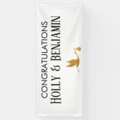 シンプル金ゴールドストークおめでとうベビーシャワー 横断幕 (縦)