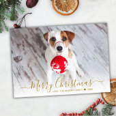 シンプル金ゴールドスモダンクリプト2写真クリスマス シーズンカード