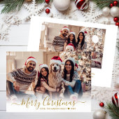 シンプル金ゴールドスモダンクリプト2写真クリスマス シーズンカード