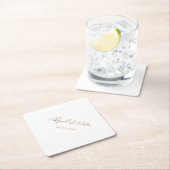 シンプル金ゴールドス結婚クリプトのカップル名ダイヤモンド ペーパーコースター (インサイチュ)