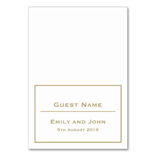 シンプル金ゴールドタイポグラフィお縁どよび/ゲスト名 テーブルナンバー (正面)