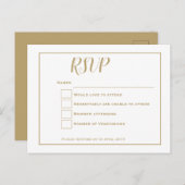 シンプル金ゴールドタイポグラフィとフレーム結婚式RSVP ポストカード (正面/裏面)