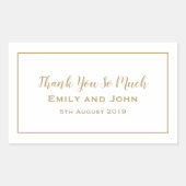 シンプル金ゴールドタイポグラフィ及びフレーム結婚式の引き出物 長方形シール (正面)