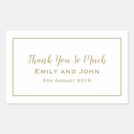 シンプル金ゴールドタイポグラフィ及びフレーム結婚式の引き出物 長方形シール