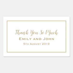 シンプル金ゴールドタイポグラフィ及びフレーム結婚式の引き出物 長方形シール