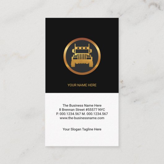 シンプル金ゴールドタブ白黒列輸送 名刺 (裏面)