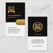 シンプル金ゴールドタブ白黒列輸送 名刺 (正面/裏面)