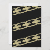 シンプル金ゴールドチェーフェイクン大人の誕生日パーティブラック 招待状 (裏面)