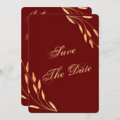 シンプル金ゴールドトロピカル離れ結婚 セーブザデート (正面/裏面)