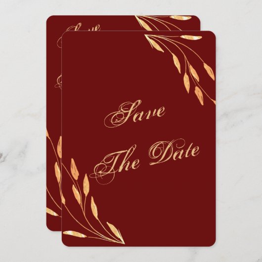 シンプル金ゴールドトロピカル離れ結婚 セーブザデート (正面/裏面)