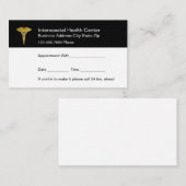 シンプル金ゴールドトーンカドゥセウス記号アポイントメントカード 予約カード (正面/裏面)