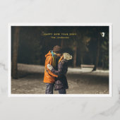 シンプル金ゴールドハッピーニューイヤーフォトフレームカスタム 箔シーズンカード (正面)