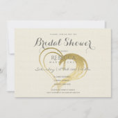 シンプル金ゴールドハートタイポグラフィブライダルシャワー 招待状 (正面)