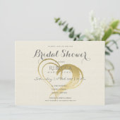 シンプル金ゴールドハートタイポグラフィブライダルシャワー 招待状 (スタンド正面)