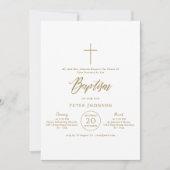 シンプル金ゴールドバプテスマ男女兼用ス 招待状 (正面)