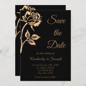 シンプル金ゴールドバラ セーブザデート (正面/裏面)