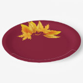 シンプル金ゴールドバーガンディ秋お祝い ペーパープレート (アングル)