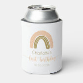 シンプル金ゴールドピンクボホレインボーファースト誕生日 缶クーラー (缶裏面)