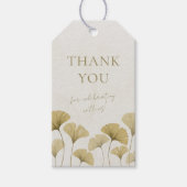 シンプル金ゴールドフェイクイチョウ結婚式の引き出物ギフトラベル ギフトタグ (正面)