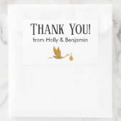 シンプル金ゴールドフェイクストークありがとう!赤ちゃんシャワー 長方形シール (バッグ)