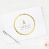 シンプル金ゴールドフェイクフローララグジュアリーブティック ラウンドシール (封筒)
