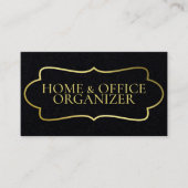 シンプル金ゴールドフェイクブラックの個人用アシスタント 名刺 (正面)