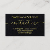 シンプル金ゴールドフェイクブラックの個人用アシスタント 名刺 (裏面)