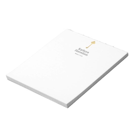 シンプル金ゴールドフェイク鍵不動産仲介業者ロゴ ノートパッド (回転)