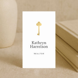 シンプル金ゴールドフェイク鍵不動産仲介業者ロゴ 名刺