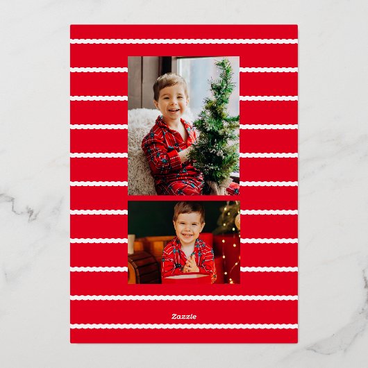 シンプル金ゴールドフレームのクリスマスフォト 箔シーズンカード (裏面)