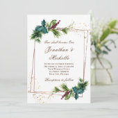 シンプル金ゴールドフレームクリスチャン結婚ズ 招待状 (スタンド正面)