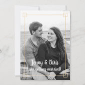 シンプル金ゴールドフレ結婚ーム写真お祝い招待状 招待状 (正面)