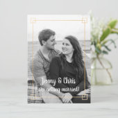 シンプル金ゴールドフレ結婚ーム写真お祝い招待状 招待状 (スタンド正面)