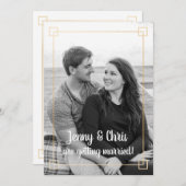 シンプル金ゴールドフレ結婚ーム写真お祝い招待状 招待状 (正面/裏面)