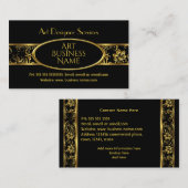 シンプル金ゴールドブエレガントラックフローラダマスク 名刺 (正面/裏面)