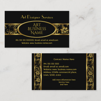 シンプル金ゴールドブエレガントラックフローラダマスク 名刺