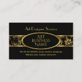 シンプル金ゴールドブエレガントラックフローラダマスク 名刺 (正面)