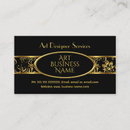 シンプル金ゴールドブエレガントラックフローラダマスク 名刺