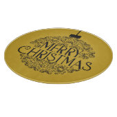 シンプル金ゴールドブラックオンクリスマスメリー |ガラス カッティングボード (角)