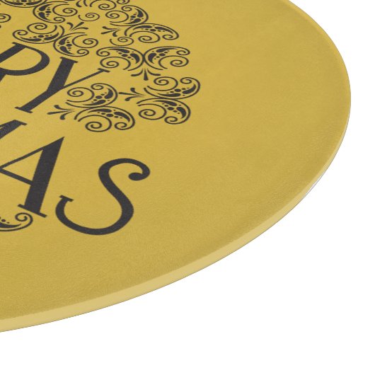 シンプル金ゴールドブラックオンクリスマスメリー |ガラス カッティングボード (角)