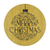 シンプル金ゴールドブラックオンクリスマスメリー |ガラス カッティングボード (正面)